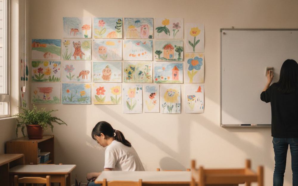 教室的作品牆